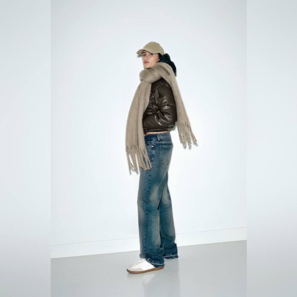 Zara FAUX LEATHER CROPPED PUFFER ANORAK. Brown. Sizes XS, S. New with Tags. - Picture 3 of 7